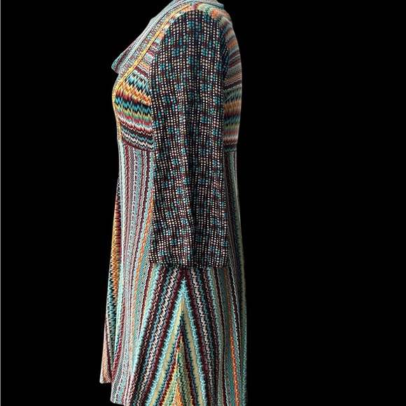 Uncle Frank Size Medium Multicolor Knit Dress with Zigzag Print and Scoop Neck - Picture 3 of 11